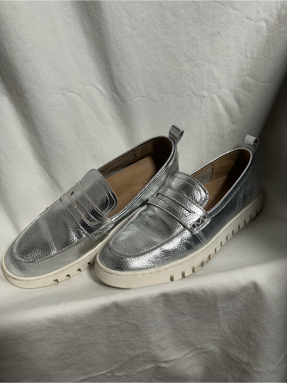 Women’s Silver Metallic Slip-On Loafers